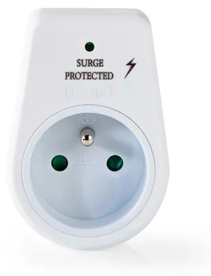 Zdjęcie produktu dla Nedis, listwa z pojedynczym gniazdem 3680W 16A z ochroną przeciwprzepięciową typu E, biała