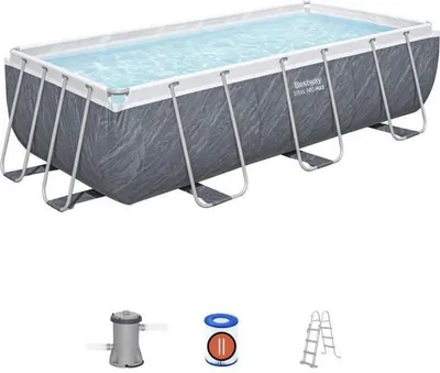 Produktbild von Aufstellpool BESTWAY Steel Pro Max, 404 x 201 x 100 cm, Rechteckig, Kartuschenfilter, Mit Leiter