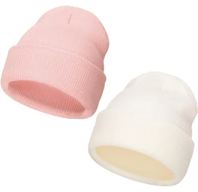 Immagine prodotto di Berretto da inverno da donna e da uomo, set da 2, colore rosa/bianco, in cotone