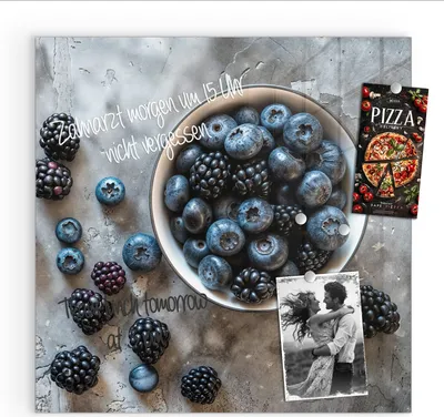 Produktbild von Magnettafel 50x50cm Pinnwand Whiteboard beschreibbar - Heidelbeeren Brombeeren