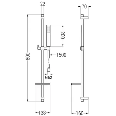 Image de Ensemble de douche coulissante DQ00, blanc (785004581-20)