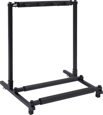 Produktbild von Gitarrenständer - 3-fach Ständer mit Rollen - Faltbares Multi-Gitarren Rack für Akustikgitarre, Konzertgitarre und Akustikbass - Schwarz