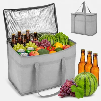 Imagen del producto de Bolsa enfriadora de gran tamaño, con aislamiento térmico, de 30 litros, con dimensiones de 41x23x33 cm, ideal para picnics