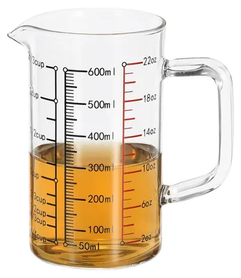 Gläserner Messbecher 600 ml mit Griff und V-Ausgießer