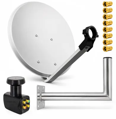Produktbild von PremiumX SAT Anlage 60cm Satellitenantenne Quad LNB Wandhalter 45cm