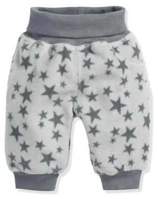 Productafbeelding van Playshoes Unisex fleece joggingbroek voor kinderen, babybroek, grijs met sterren, maat 68