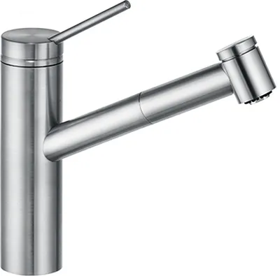 Produktbild von KLUDI Armatur TANGENTA aus Edelstahl gebürstet mit schwenkbarem Brauseauslauf / Küchenarmatur
