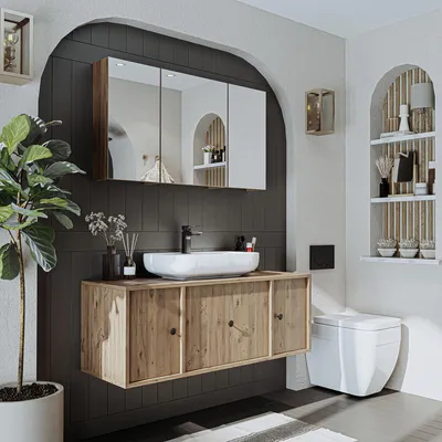 Produktbild von Roomart GUSTO-I-120 Badmöbel-Set 3-teilig 120 cm breit, Eiche