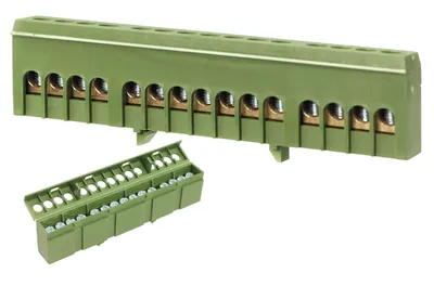 Produktbild von Verteilerklemme Verbindungsklemme für Hutschiene Schutzleiterklemme PE grün 15 x 16mm²