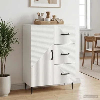 Produktbild von vidaXL Sideboard mit Schubladen Weiß 66 x 34,5 x 89,5 cm Holzwerkstoff