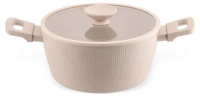 Produktbild von Fackelmann x Pamela Reif Shell Kochtopf mit Deckel, Ø 24 cm, pastell-beige, 2-tlg. Set, für alle Herdarten