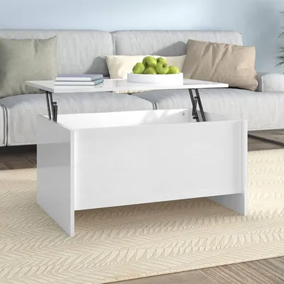 Obrázek produktu pro Maison Exclusive – konferenční stolek, lesklá bílá, 80 × 55,5 × 41,5 cm, dřevotřísková deska