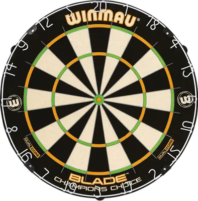 A professional studio shot of a Winmau dartboard.
