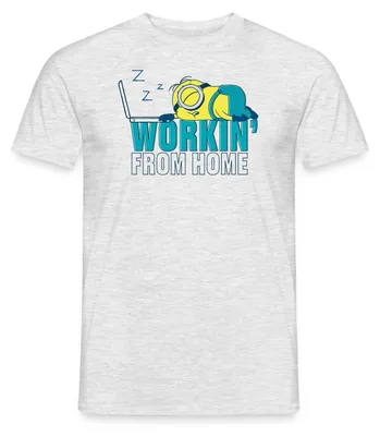 Produktbild von Spreadshirt Minions Stuart Homeoffice Despicable Me Männer T-Shirt, 3XL, Grau meliert