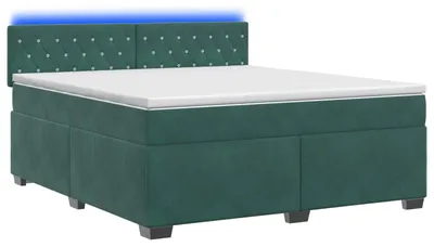 Immagine prodotto di Letto con rete a molle e materasso, colore verde scuro, 140 x 200 cm, rivestito in velluto