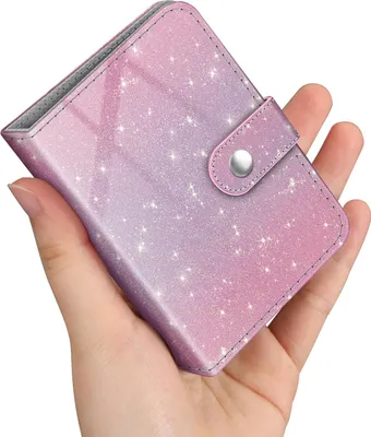 Produktbild von Fintie Mini Fotoalbum für 2x3 Zoll Filme - 52 Taschen kleine Alben für Fujifilm Instax Mini Sofortbildkamera/Polaroid Hi-Print Bilder, Kpop Fotokartenhalter Binder, Glitzerndes Lila Rosa
