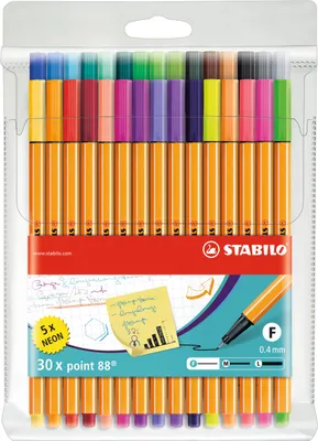 Produktbild von Fineliner - STABILO point 88 - 30er Pack - mit 30 verschiedenen Farben inklusive 5 Neonfarben