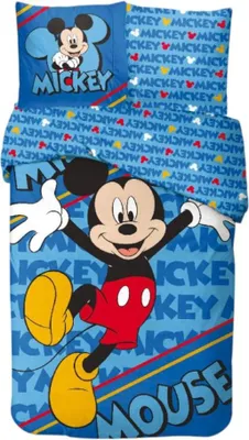 Obrázek produktu pro Povlečení na jednolůžko Mickey Mouse, modré – 140 x 200 cm – bavlna