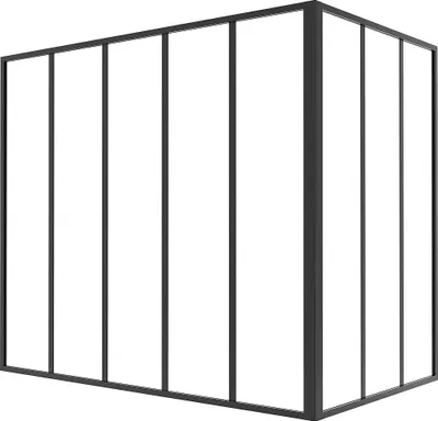 Produktbild von Verglaste industrielle Eckwand aus pulverbeschichtetem Aluminium - B 150 x B 90 x H 130 - Schwarz - BAYVIEW
