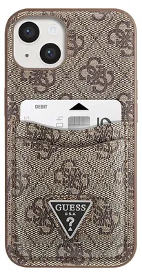 A close-up view of a phone case with a card holder.