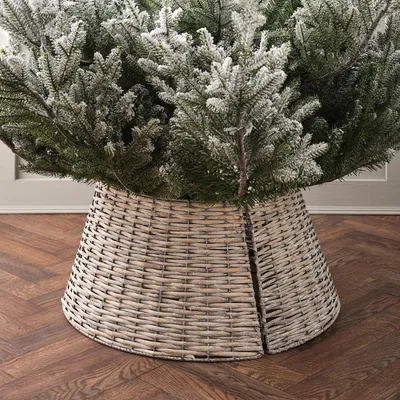 Rotan-Kerzenbaumrock grau 57 cm Ø Weihnachtsdeko