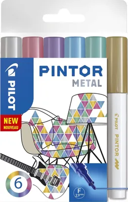Immagine prodotto di Pilot 4160S6M Marcatore creativo Pintor Metallic - F, 6 pezzi assortiti