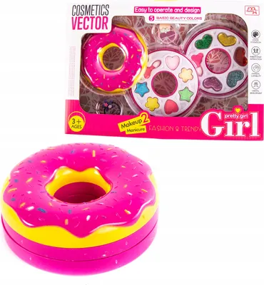 Produktbild von Kinder Schminkset Donut Form - Make-up Set Mädchen Kosmetikkoffer Spielzeug Geschenk