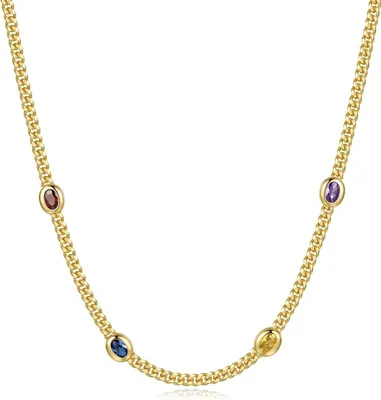 Produktbild von 18 Karat vergoldete, zierliche Choker-Halskette für Damen | Schlangenkette, kubanisches Glied, Büroklammer, Kugelperlenkette, Tenniskette, Halskette mit natürlichen Süßwasserperlen, Modeschmuck