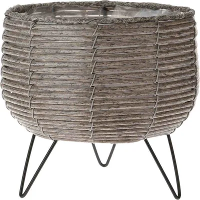 Produktbild von Blumentopf mit Füßen 20,5x19,5cm mit Folie 1 Stück Taupe