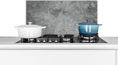 Produktbild von KitchenYeah®  Spritzschutz Küche - Küchenrückwand - Wandschutz für Herd und Spüle - Vintage - Beton - Steine 60x30 - Alu-Dibond (Alternative zum Spritzschutz aus Glas) - Hitzebeständig - Herdspritzsch