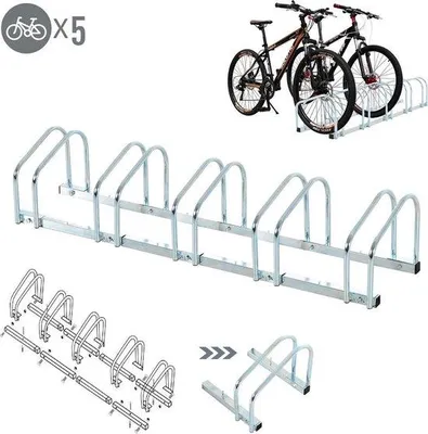 Produktbild von Fahrradständer - Für 5 Fahrräder - Wandmontage möglich - 130 x 33 x 27 cm - Verzinktes Stahl