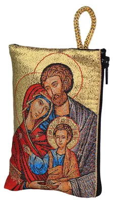 Produktbild von Rosenkranz Tasche Heilige Familie – 7x10cm mit Zipper & Stickerei