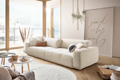 Produktbild von KAWOLA Big Sofa PALACE 3-Sitzer mit Sitztiefenverstellung Cord cremeweiß