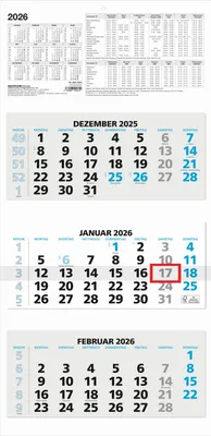 Produktbild von Zettler 3-Monatskalender blau 2026 - Wandkalender 32 × 70 cm