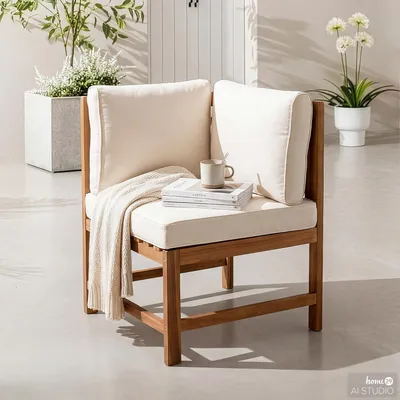 Produktbild von home24 Diningeckelement - Akazie Massiv / Polyester - Braun / Beige