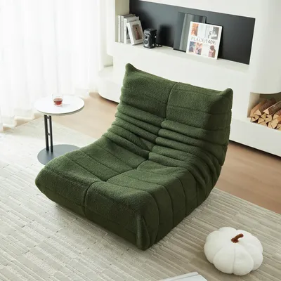 Obrázek produktu pro MODFU Rozkládací postel s opěradlem, Lazy sofa, čalouněný nábytek s pěnovou výplní, skládací meditační křeslo do obývacího pokoje, zelená