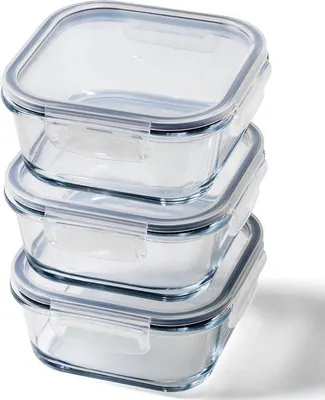 Produktbild von Famanu Vorratsbehälter Set 3 Stück 800ml - Quadratisch, Leckdicht & Sicher