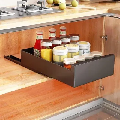 Productafbeelding van Metallische uittrekbare ovenlade, telescopische lade, ovenlade, inbouwcomponenten voor ovenladen, 40 cm, zwart