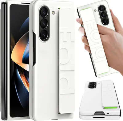 Image de Etui pour Samsung Galaxy Z Fold 6, étui PC mat anti-rayures avec dragonne Blanc