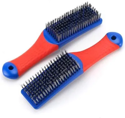 Obrázek produktu pro Sada ocelových drátěných kartáčů – ergonomická gumová rukojeť – 2 kusy