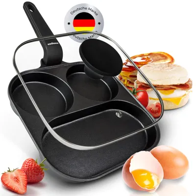 Produktbild von Endusor Spiegelei-Pfanne mit Deckel - Frühstückspfanne mit Antihaftbeschichtung 21cm