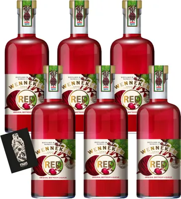 Produktbild von Wenneker 6er-Set RED Beetroot Liqueur 6x 0,7 L (20% vol.) Gemüse Likör Rote Beete original beetroot liqueur distilled in Holland - [Enthält Sulfite]