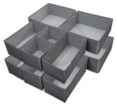 Produktbild von Schubladentrenner Schubladenorganizer Kleidertrenner - Faltbar - Polyester - Dunkelgrau - 12 Stück