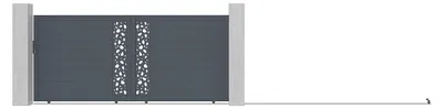 Produktbild von Elektrisches, halbperforiertes Aluminium-Schiebetor mit Design L.416 x H.180 cm anthrazit GREGOR