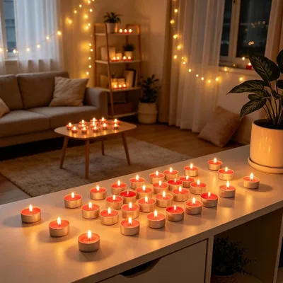 Produktbild von Kerzen 50 Stück für Hochzeit und Party, natürliche, unparfümierte kleine | mit 2 Stunden Brenndauer Für Party, Tisch, Weihnachten, Halloween, Hochzeit, Draußen, Zuhause