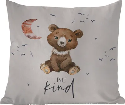 Produktbild von MuchoWow® Outdoor Kissen - Sprichwörter - Kind sein - Kinder - Teddybär - Aquarell - 60x60 cm - Wetterfest - Lounge Kissen - Dekoration - Schlaf Kissen