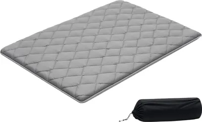 Produktbild von VEVOR japanische Futon-Matratze (2032 x 1372 x 89 mm), faltbare Tatami Bodenmatratze (Full Size) mit Aufbewahrungstasche & Befestigungsmaterial, 9-lagige Schlafmatte für Meditation Yoga, Grau