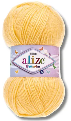 Immagine prodotto di Alize 1x 100g, filato "Sekerim Bebe", colore unito, adatto per uncinetto e maglia (giallo - 187)