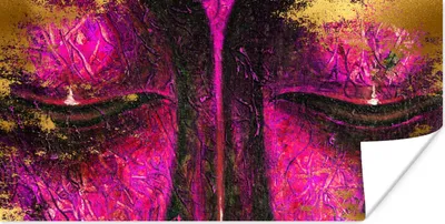 Produktbild von MuchoWow® Poster Buddha - Augen - Lila 160x80 cm - Foto Poster
