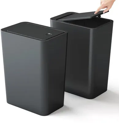Image de Poubelle compacte 10 L noir, blanc, gris